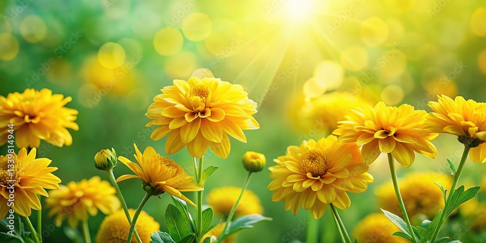 Obraz premium Yellow Flowers Background, Floral, Spring, Summer, Nature