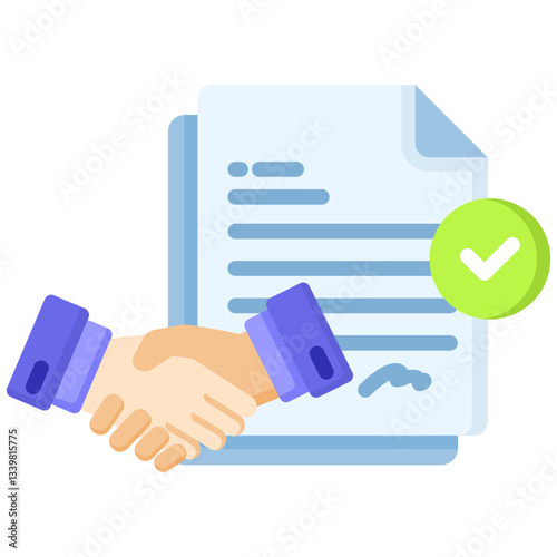 Contract icon in Flat Color Style. Simple Vector Design. Simple Vector Flat Icon