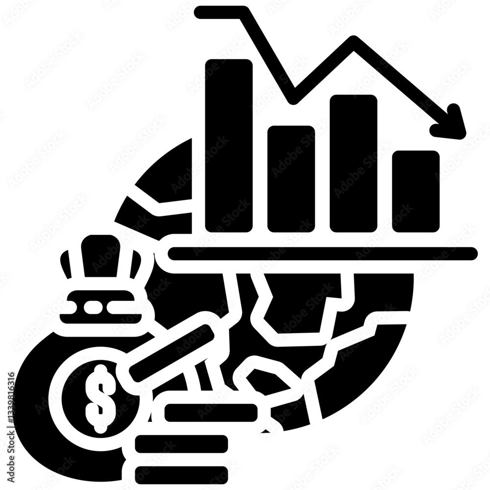 Recession icon in Glyph Style. Simple Vector Design. Simple Vector Glyph Icon Recession icon in Glyph Style. Simple Vector Design. Simple Vector Glyph Icon