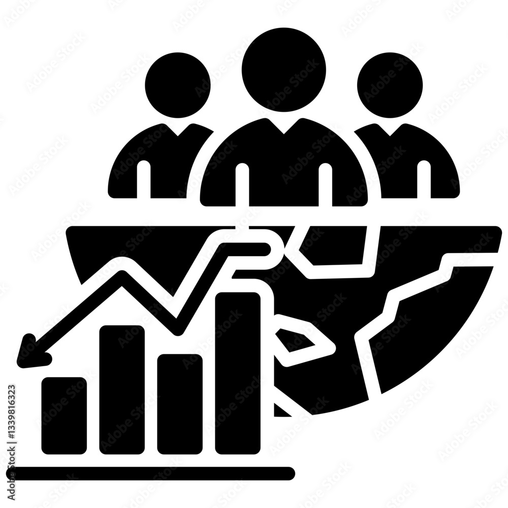 Obraz premium Decrease Population icon in Glyph Style. Simple Vector Design. Simple Vector Glyph Icon