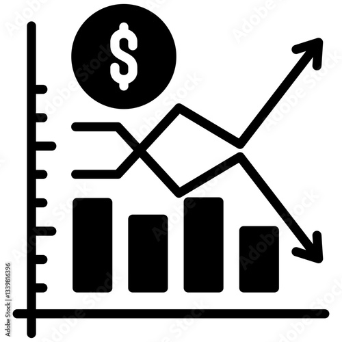 Fluctuation icon in Glyph Style. Simple Vector Design. Simple Vector Glyph Icon