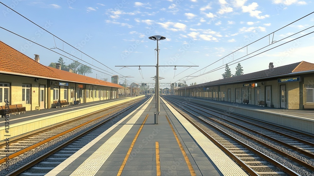 Train Station Design Featuring Platforms, Waiting Areas, and Modern Transit Hubs, Perfect for Transportation Projects, Railway Systems, and Urban Mobility Designs in City Planning and Development