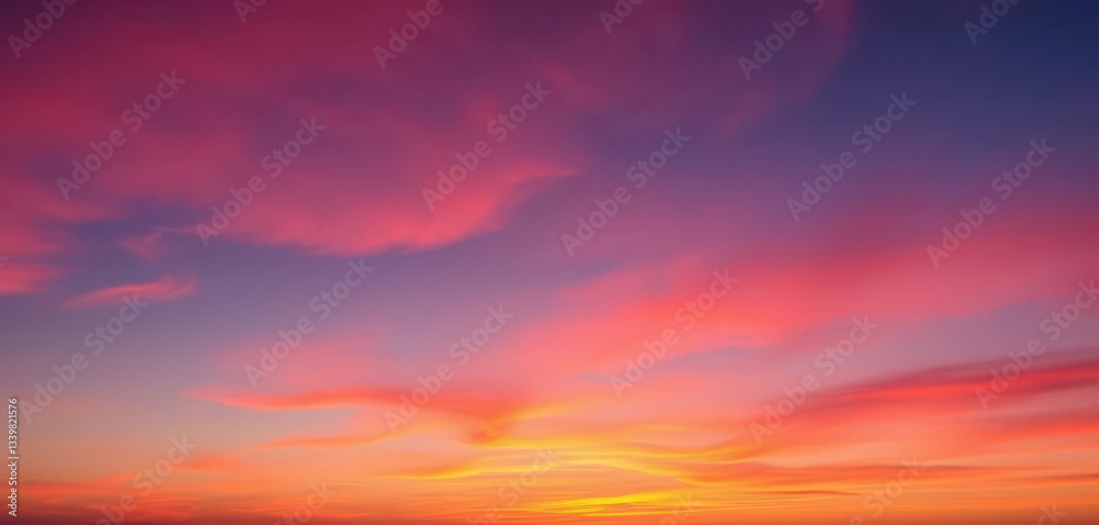 Obraz premium Warm sky gradient sunset, textured with scattered white dots, celestial, cosmic