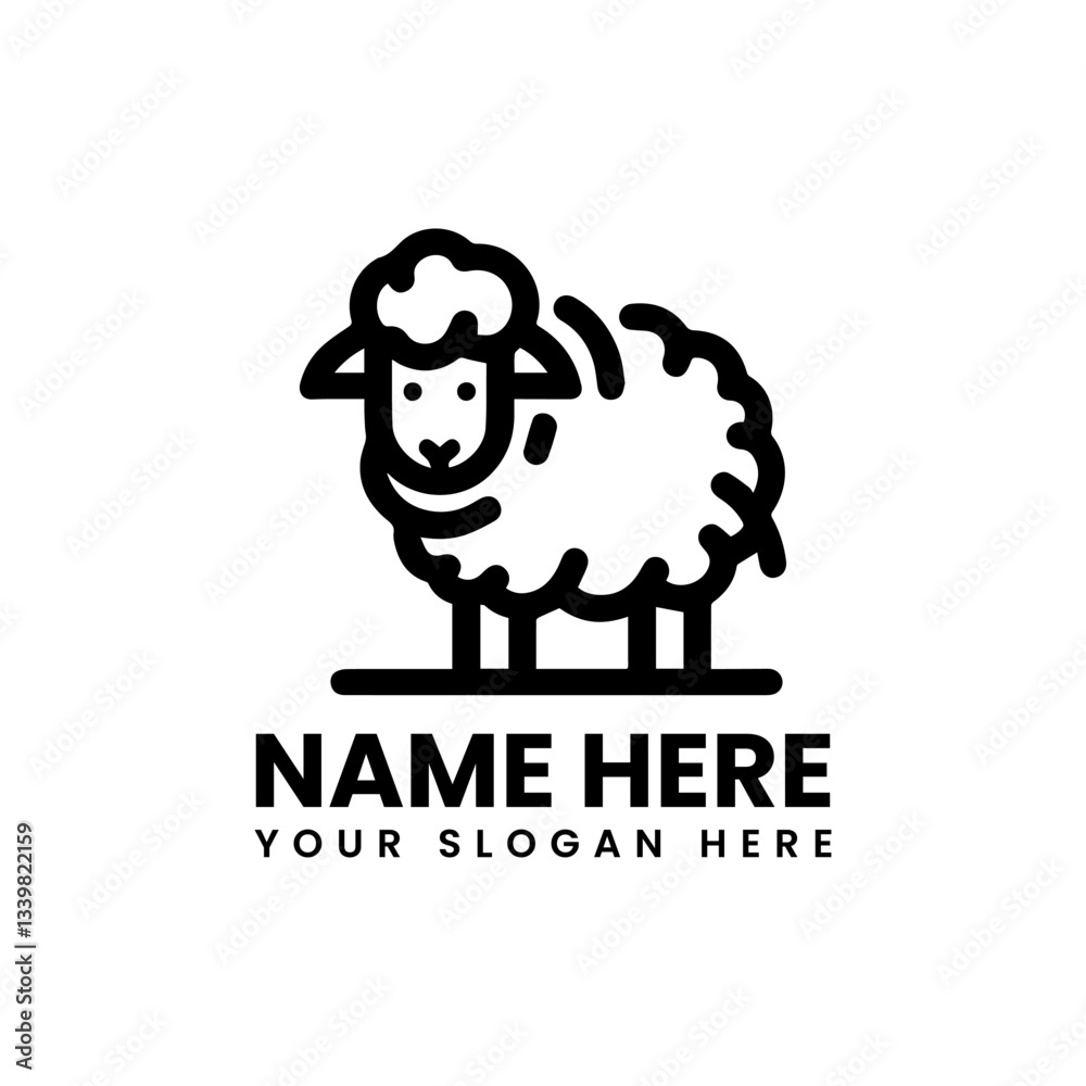 Obraz premium Basic sheep silhouette. Classic farm animal motif vector logo