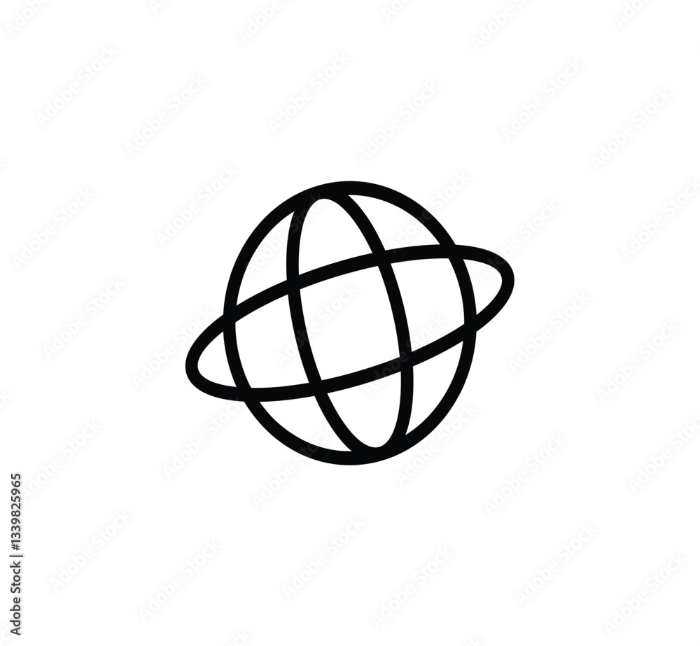 Naklejka premium Art & IlluInternet icon silhouelette isolated. Black earth icon. Vector image.stration