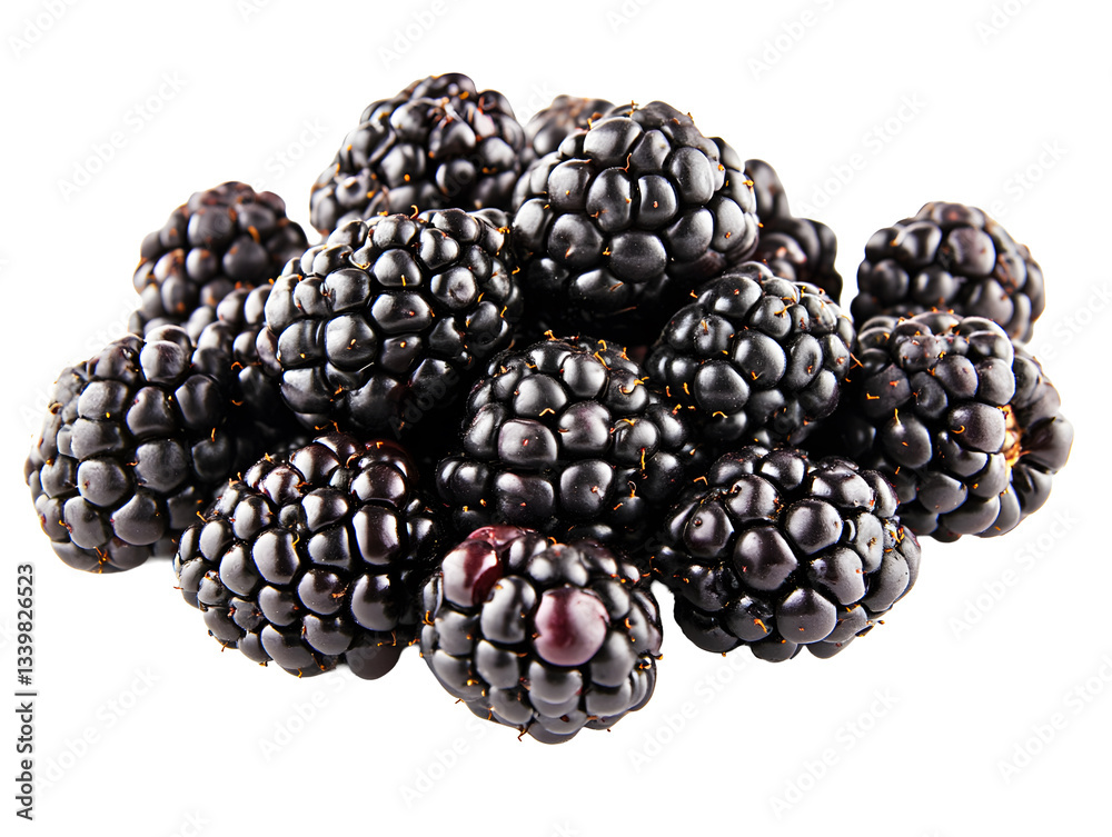 Blackberries in a pile isolated on white background. PNG Blackberries in a pile isolated on white background. PNG