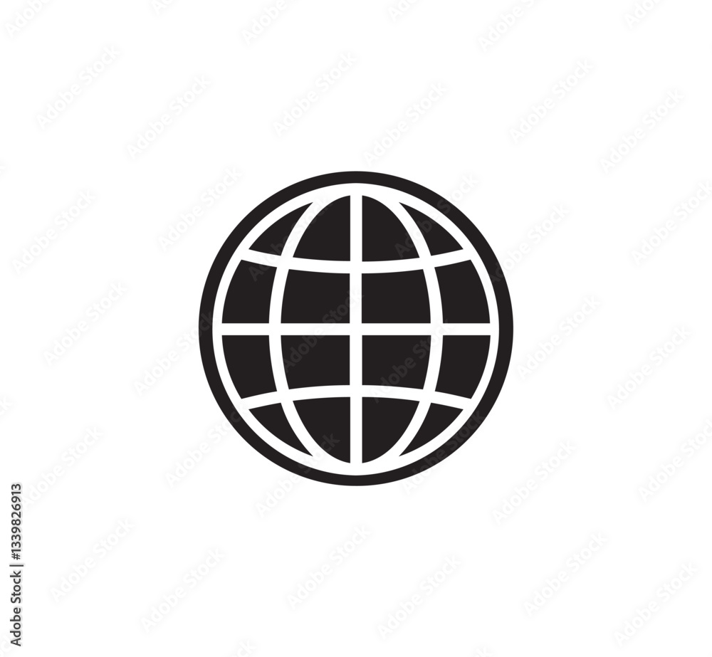 Internet icon silhouelette. Black earth icon. Vector image. Internet icon silhouelette. Black earth icon. Vector image.