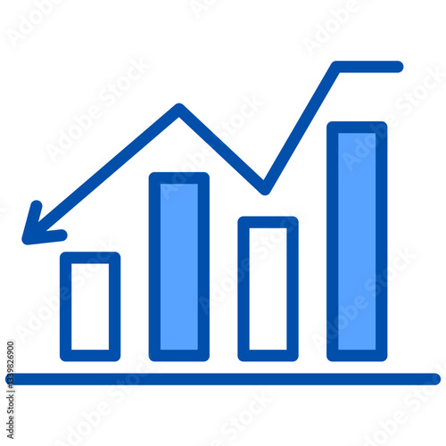 Decrease icon in Blue Color Style. Simple Vector Design. Simple Vector Flat Icon