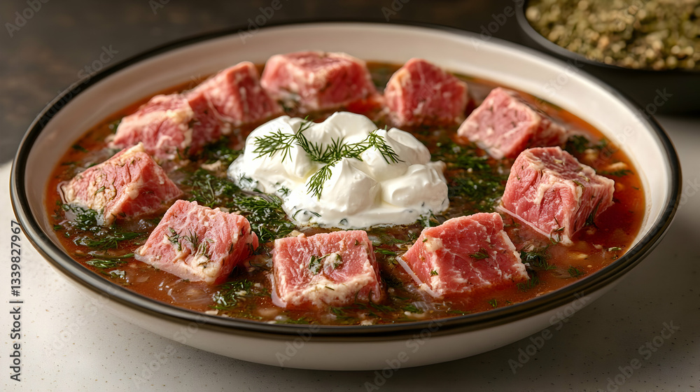 Beef Borscht Soup With Sour Cream And Dill Beef Borscht Soup With Sour Cream And Dill