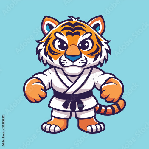 Fierce and Fearsome: Tiger Karate Mascot Cartoon Character
