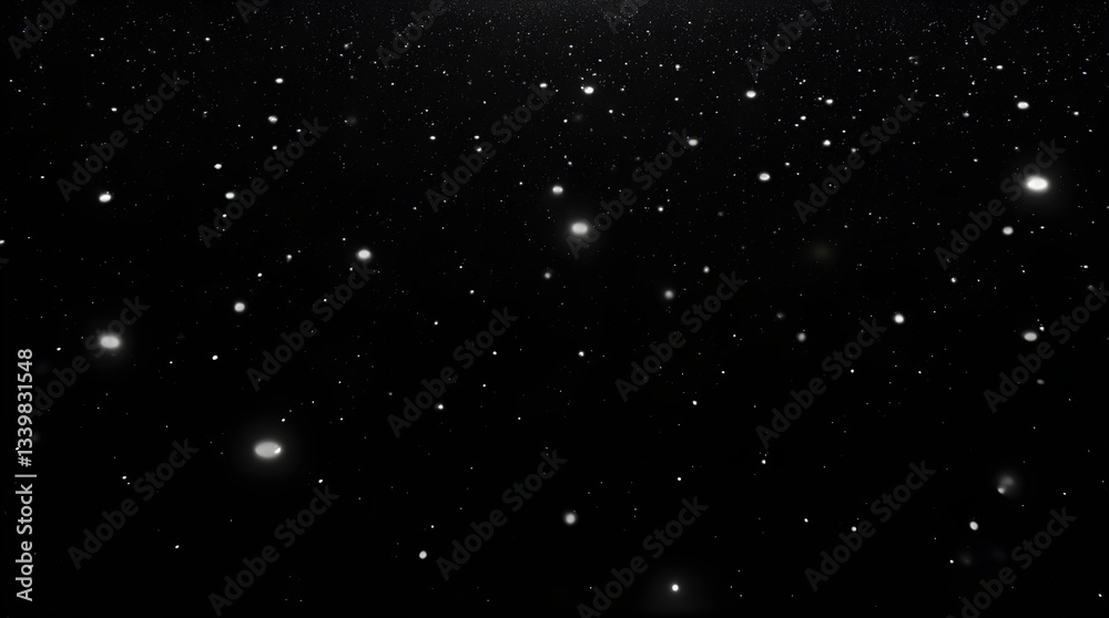 Fototapeta premium White Bokeh Stars Night Sky Black Background Image