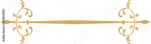 Ornate golden decorative divider with arrowheads and swirling patterns.