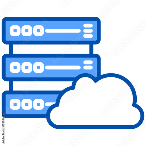 Data server icon in Blue Color Style. Simple Vector Design. Simple Vector Flat Icon