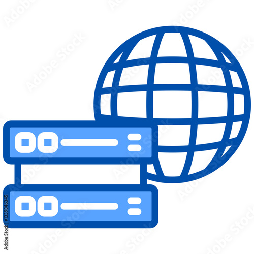 Hosting icon in Blue Color Style. Simple Vector Design. Simple Vector Flat Icon