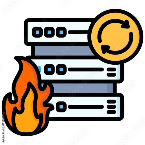 Data recovery icon in Flat Color Style With Outline. Simple Vector Design. Simple Vector Flat Icon