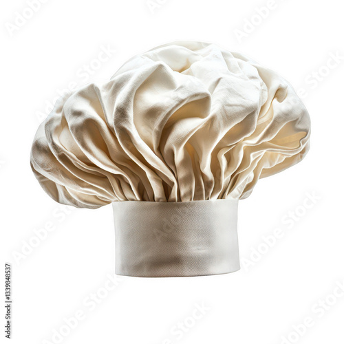 Elegant Chef Hat Isolated On Transparent Background In White Color With Textured Fabric Design