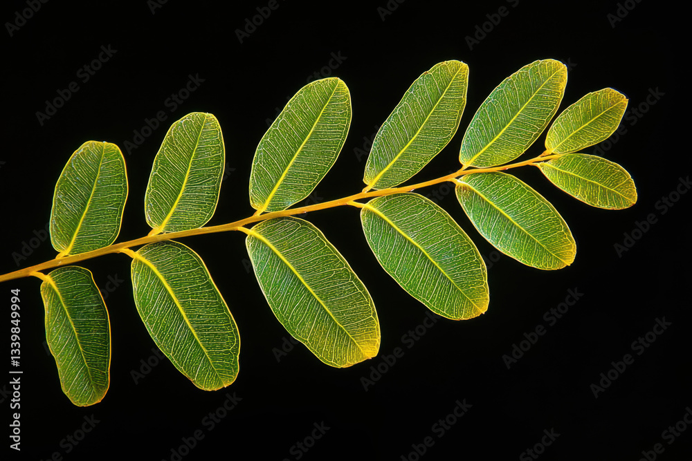 Tamarind Leaf - A small, feathery, compound leaf, consists of many tiny leaflets, folding at night and producing fragrant flowers