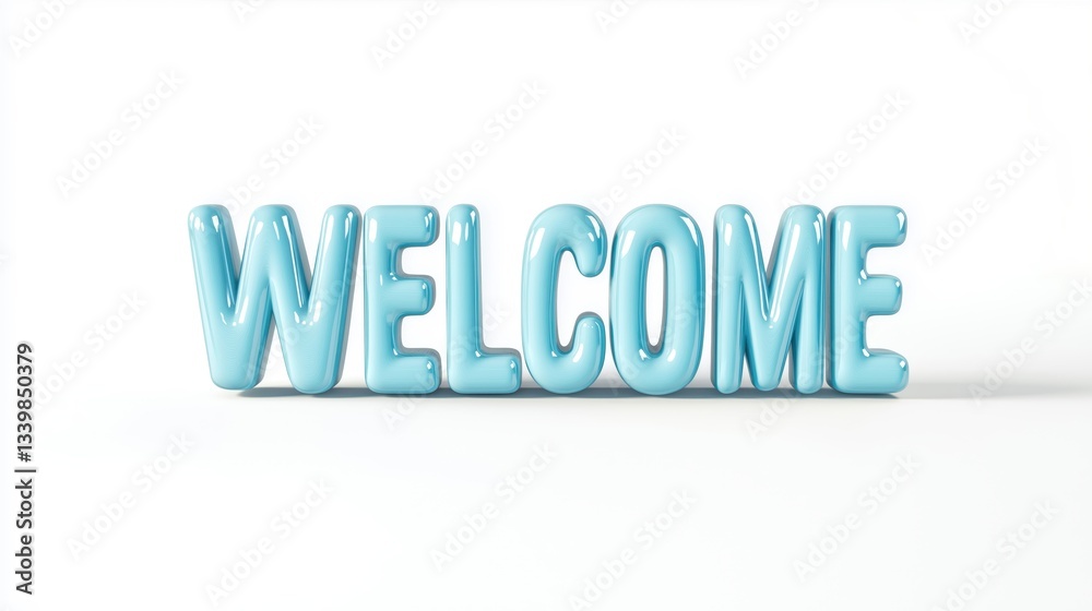 Welcoming 3D Text Design: Cheerful 'Welcome' Message for Invitations, Events & Hospitality