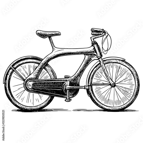 Vintage engraved illustration of a stylish bicycle showcasing intricate design and craftsmanship