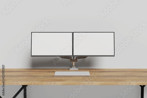 Photography Two screen computer monitor setup on a white background