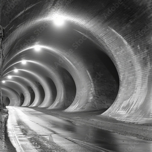 Intriguing abstract black and white checkered tunnel design for modern art enthusiasts