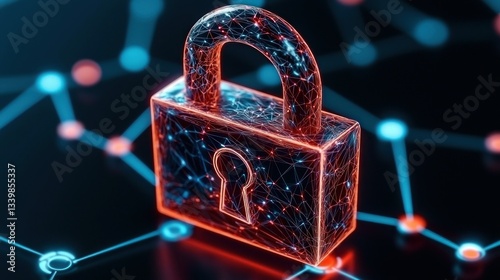 Digital lock with connected network representing data protection concept