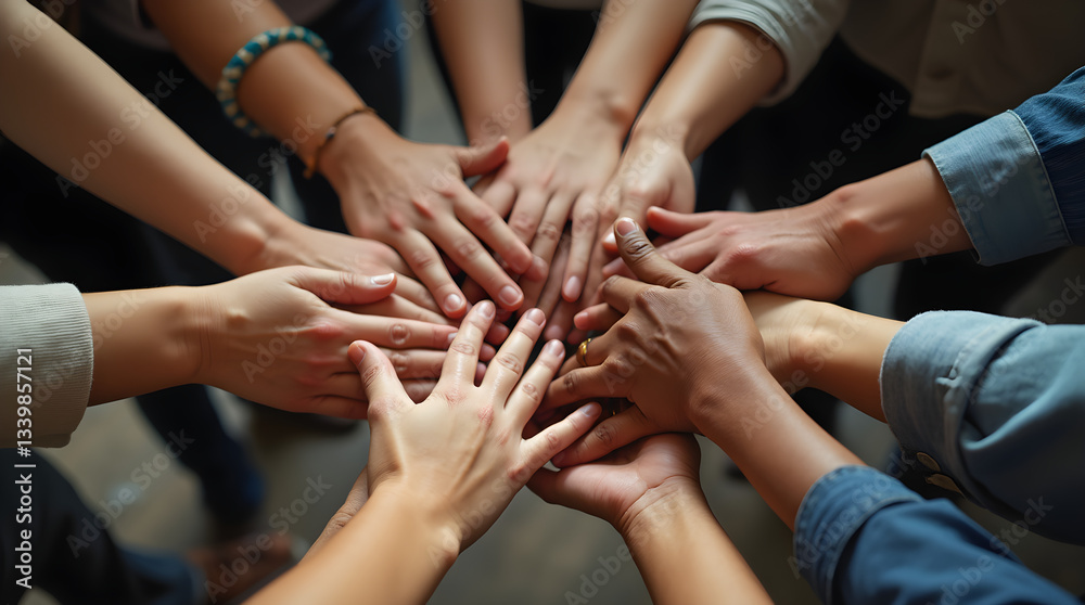 Close-Up Diverse Hands Pile Photo Teamwork Unity Collaboration Community Close-Up Diverse Hands Pile Photo Teamwork Unity Collaboration Community