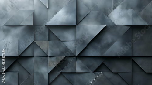 Dark Gray Triangular Pattern Modern Wall Texture, 3D Stone Tiles for Stylish Backgrounds