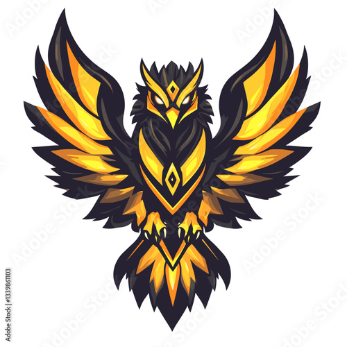 Esports logo featuring a mythical griffon adorned with glowing golden runes showcasing strength and power