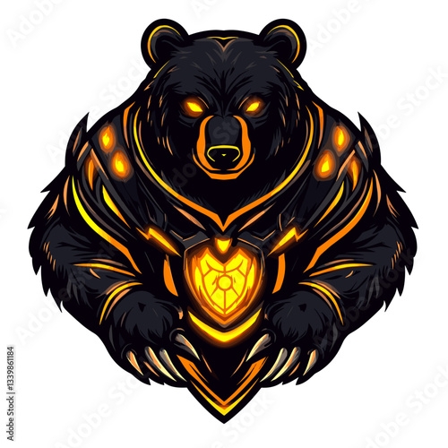 Mythical bear logo featuring glowing ancient runes in a striking esports design for a modern gaming team