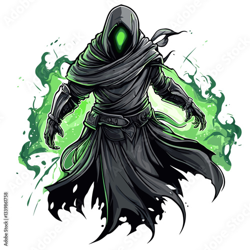 Ghostly warrior logo featuring a spectral cloak and an otherworldly glow perfect for esports branding and team identity
