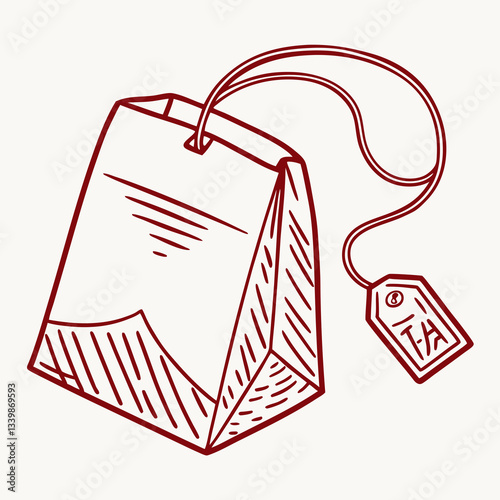 tea bag doodle hand drawn icon. Outline drawing tea bag line clipart symbol