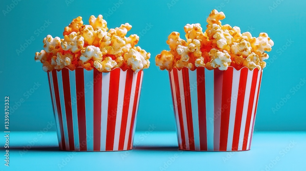 Popcorn in a Red and White Striped Container Snack for Movie Theater Popcorn in a Red and White Striped Container Snack for Movie Theater