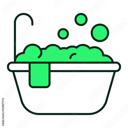 Bubble Bath Icon – Relaxation Routine, Personal Care, Spa Treatment, Editable Stroke