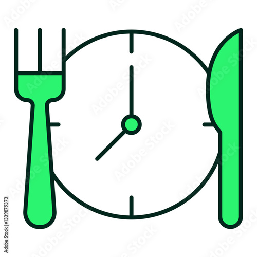 Intermittent and Prolonged Fasting Icon – Fasting Plan, Nutrition Control, Health Monitoring, Editable Stroke