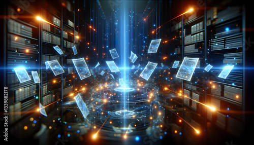 Artificial Intelligence in Document Analysis, the role of artificial intelligence in document analysis with an image portraying machine learning algorithms extracting data from unstructured documents