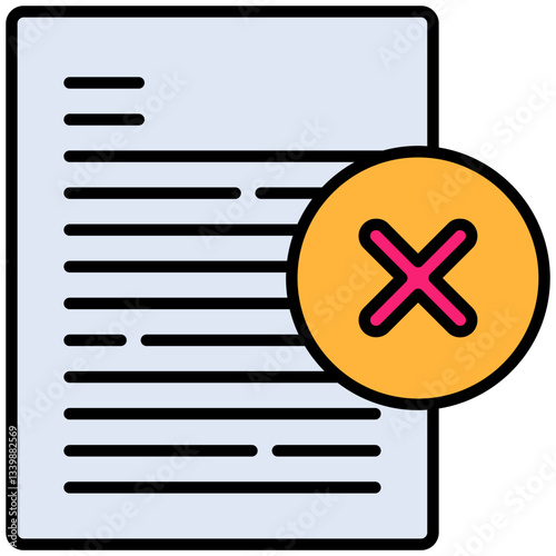 Document rejected icon for website, application, printing, document, poster design, etc