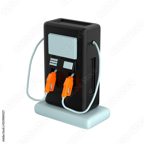 Stylized fuel dispenser over white background, 3d illustration