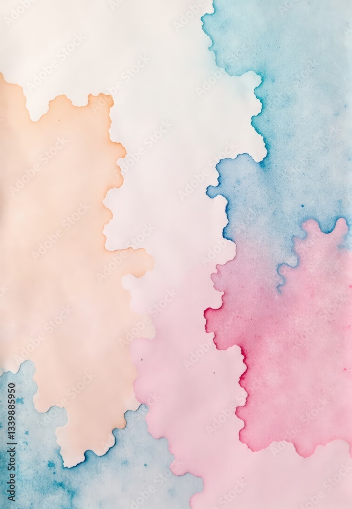 Obraz premium Pastel Watercolor Abstract with Peach, Pink, and Blue Hues