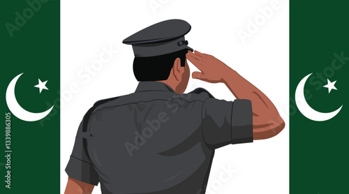 Pakistan Police vector illustration featuring officers, uniform, badge, patrol, law enforcement, security, and authority. Ideal for crime prevention, public safety, and official government themes.