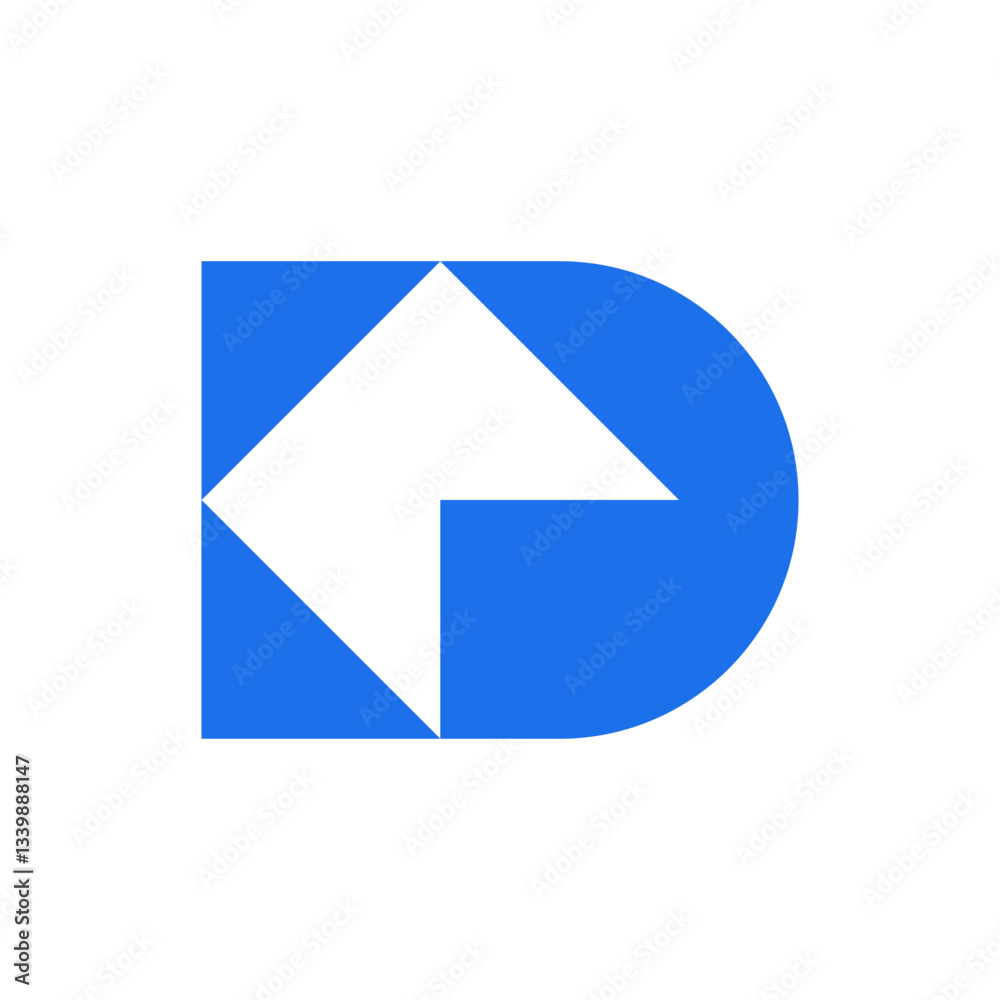 Letter D bookmark simple negative space logo Letter D bookmark simple negative space logo
