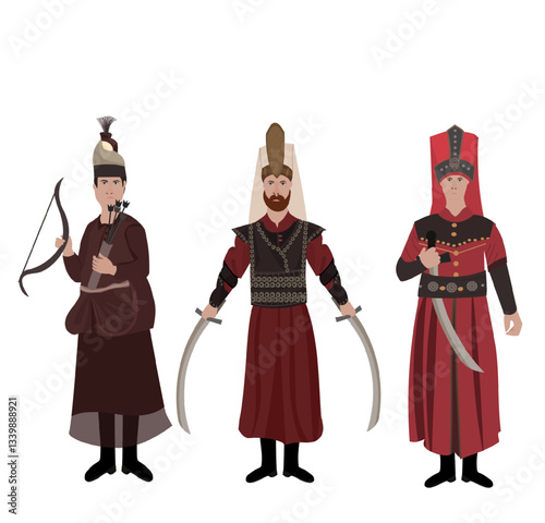 Ottoman Soldiers: Janissary Agha, Solak, Janissary Soldier Drawing
