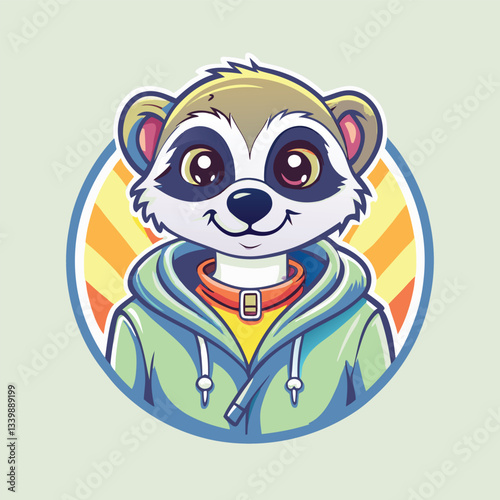 Playful Meerkat Mascot Cartoon with Vibrant Colors and Detailed Features