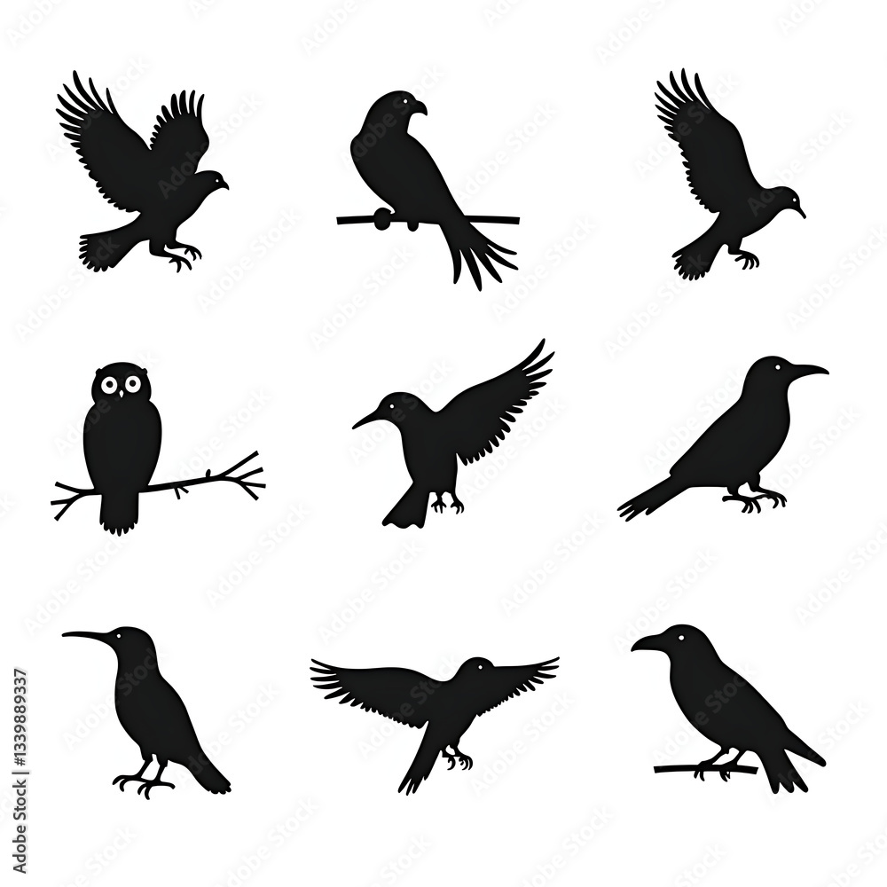 Obraz premium set of silhouettes of birds