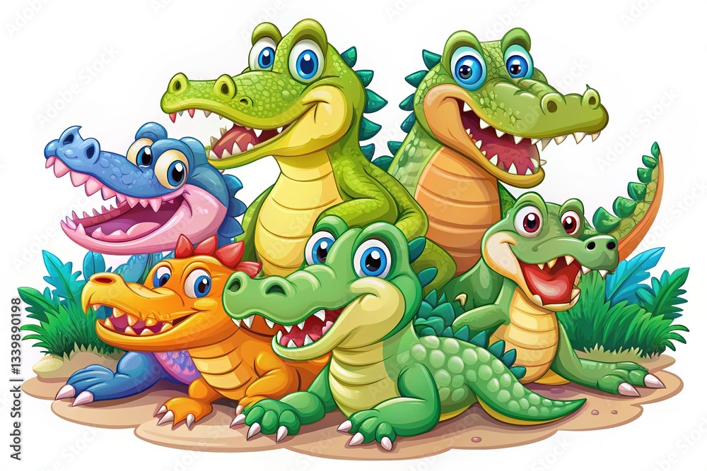 Fototapeta premium Cartoon Alligator Illustrations for Kids