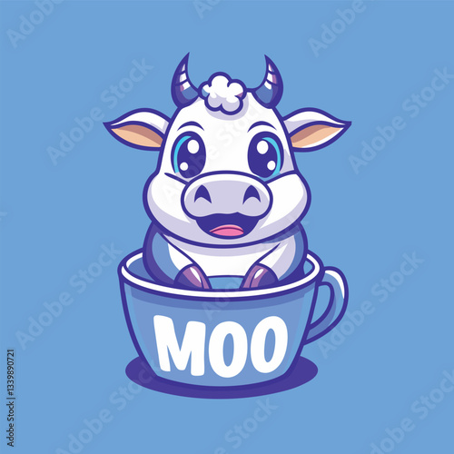 Playful and Cartoonish Mascot Illustration of a Moo Cow with Stars