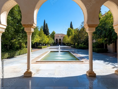 Serene Courtyard Garden Moorish Architecture Spain