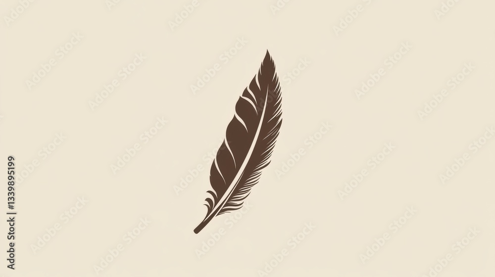 Elegant Brown Feather Isolated on Beige Background Symbolizing Creativity, Nature, Writing, and Inspiration for Artistic and Literary Themes Elegant Brown Feather Isolated on Beige Background Symbolizing Creativity, Nature, Writing, and Inspiration for Artistic and Literary Themes