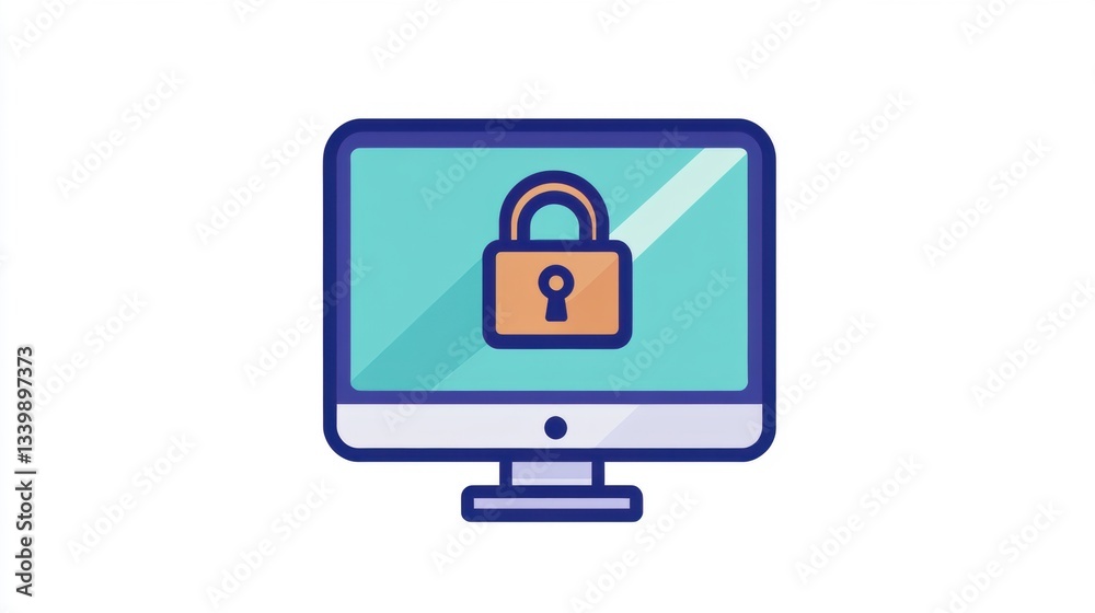 Computer Screen with Lock Symbol Illustrating Cybersecurity Concept for Online Safety and Data Protection in Digital Workspace Computer Screen with Lock Symbol Illustrating Cybersecurity Concept for Online Safety and Data Protection in Digital Workspace