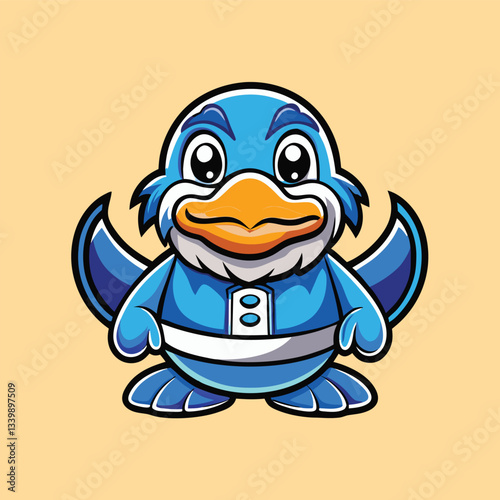 Vector Illustration of a Cute and Cartoonish Platypus Mascot